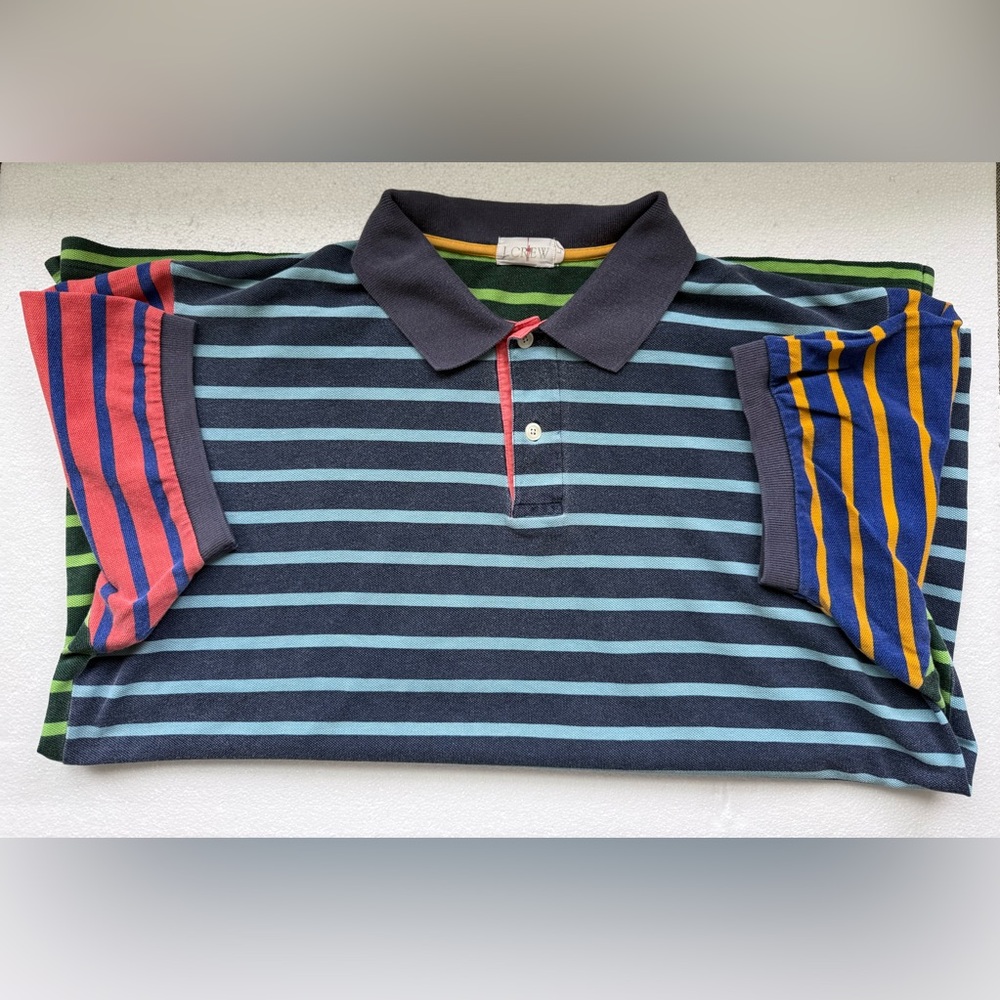 VINTAGE JCREW STRIPE SHORT SLEEVE PIQUE POLO MULTI COLOR